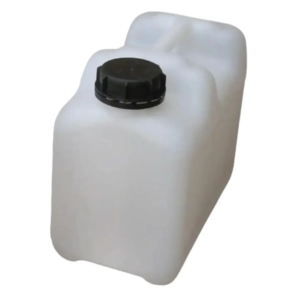Weißer 5 liter ck kanister aus hdpe kunststoff mit schwarzem schraubverschluss und din51 norm
