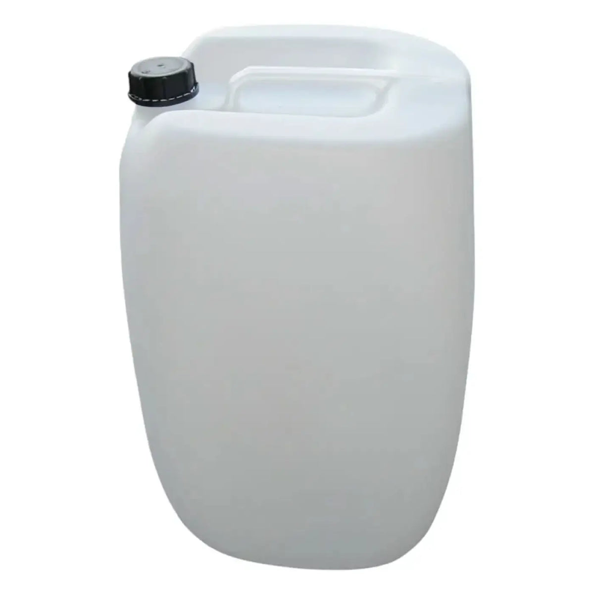 Weißer 60 liter kunststoff kanister din61 mit schwarzem schraubdeckel griff aus hdpe plastik