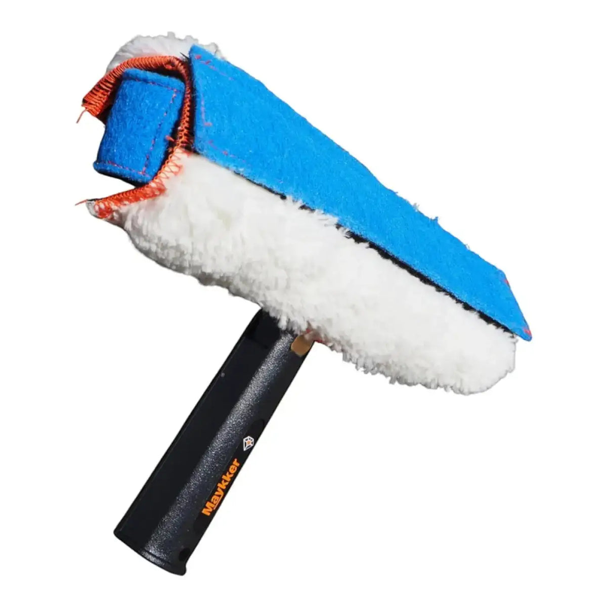 Blau weißer mikrofaser squeegee mit orangener nähung und schwarzem griff von naykler im maykker einwascher komplett set switchmop
