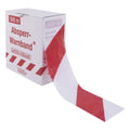 Absperrband 80mm x 500m in rot weiß gestreift aus extra robustem Material im stabilen Karton verpackt