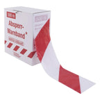 Absperrband 80mm x 500m in rot weiß gestreift aus extra robustem Material im stabilen Karton verpackt