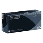 BingoLd nitril 35black schwarze puderfreie einweghandschuhe aus nitril in einer dunkelgrauen und schwarzen verpackung