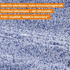 Bodenwischer profi-set mit blau weiß gesprenkeltem mikrofaser-wischmopp allround 40 cm für streifenfreie reinigung