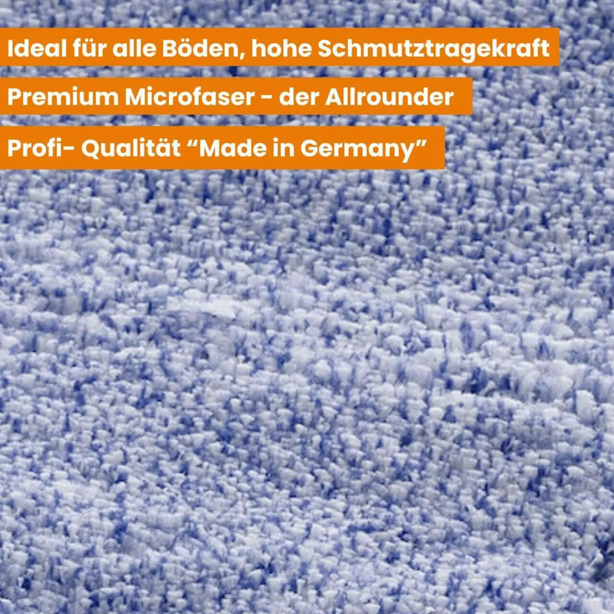 Bodenwischer profi-set mit blau weiß gesprenkeltem mikrofasertuch für vielseitiges reinigen