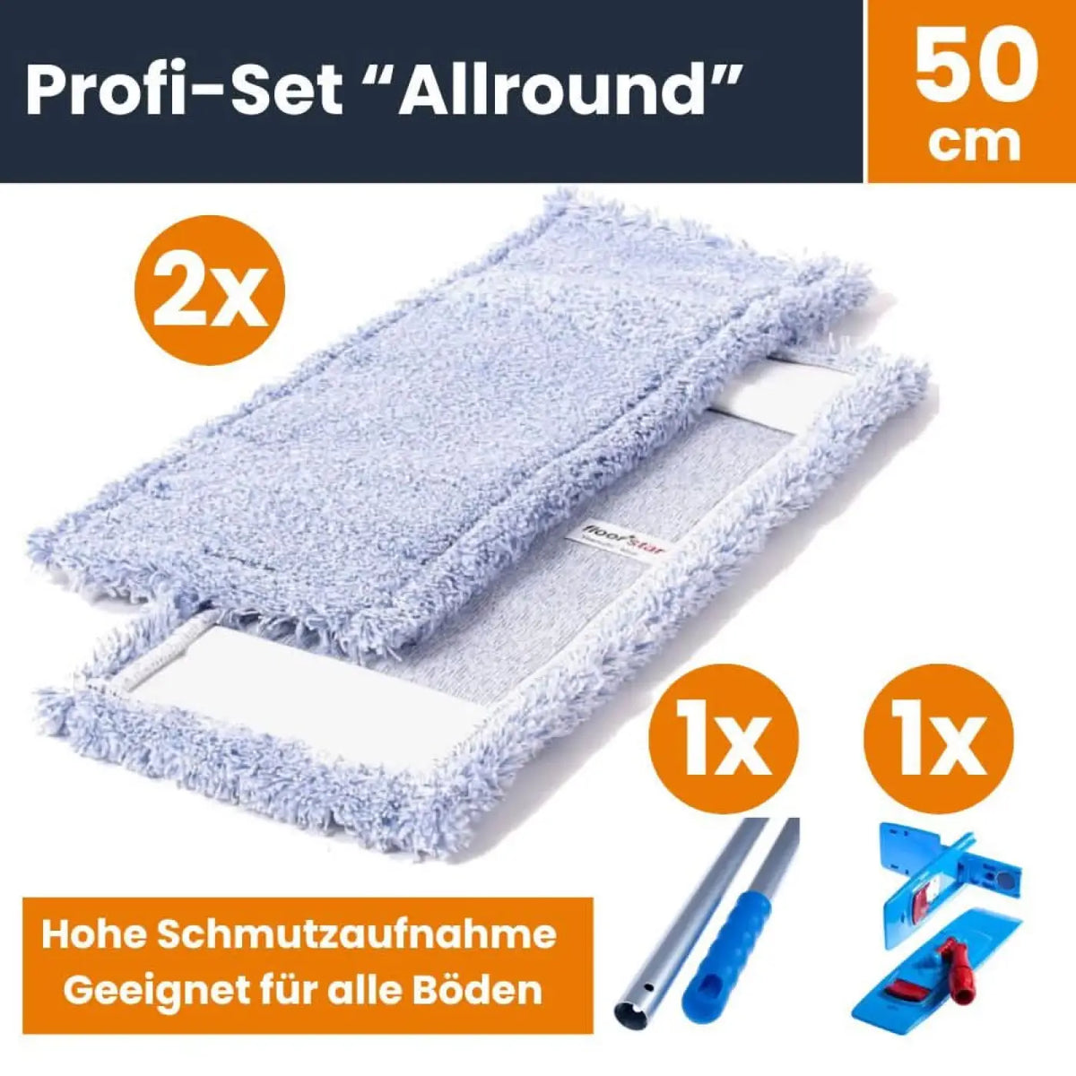 Lichtblaue mikrofaser wischmopps für 50 cm bodenwischer profi-set allround 50 zur bodenreinigung