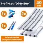 Weiß und grauer gestreifter mikrofaser-wischmop mit gewebtem design im bodenwischer profi-set schmutzbrecher 40 cm