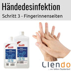 Weiß plastikflasche mit 500 ml busil händedesinfektion se110 mit blauem etikett und rotem logo