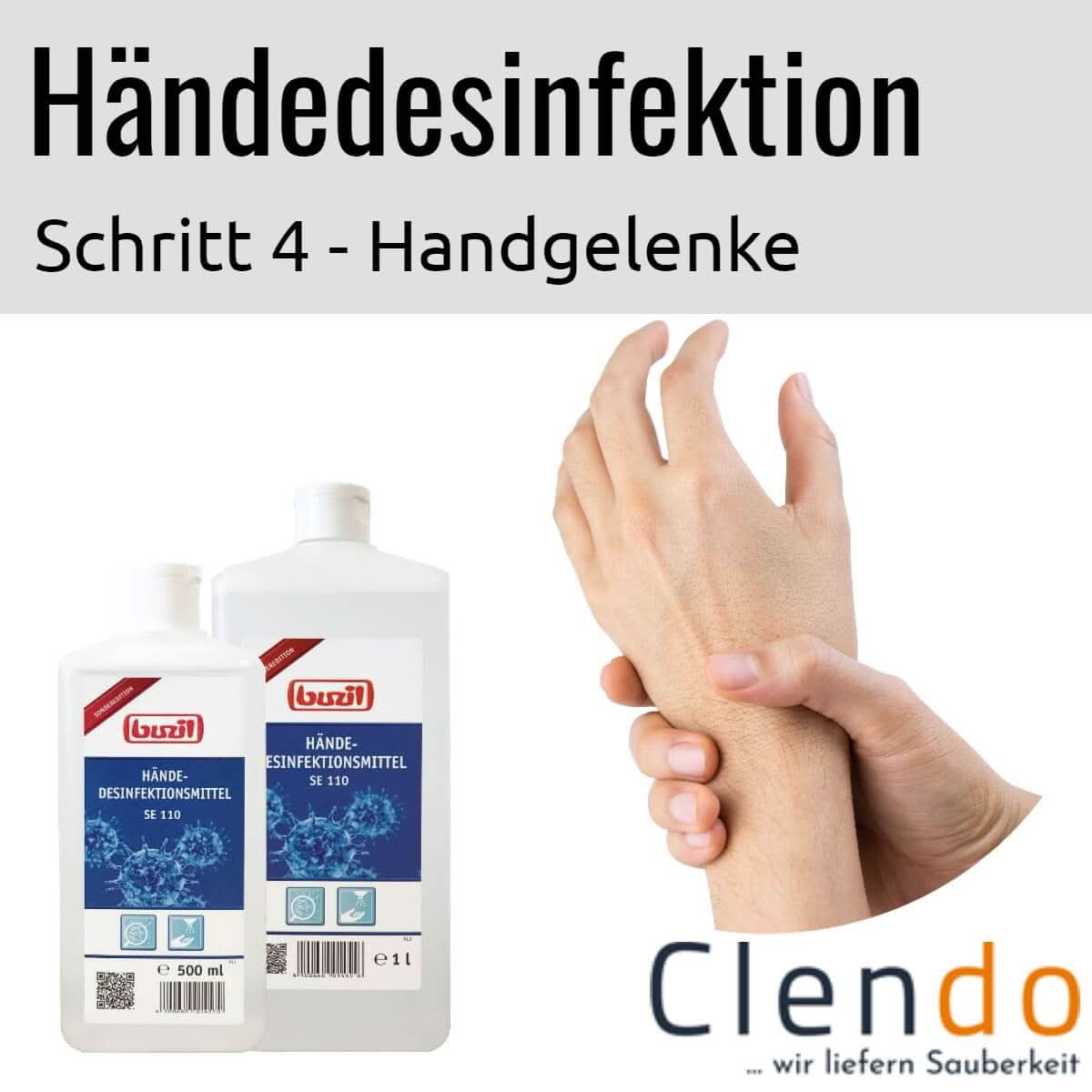 Weiße plastikflasche busil händedesinfektion se110 500 ml mit blauem etikett und roter markenkennzeichnung