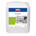 Weiße kunststoffbehälter von buzil frost clean g 579 reinigungslösung mit blau grünem label 10 liter