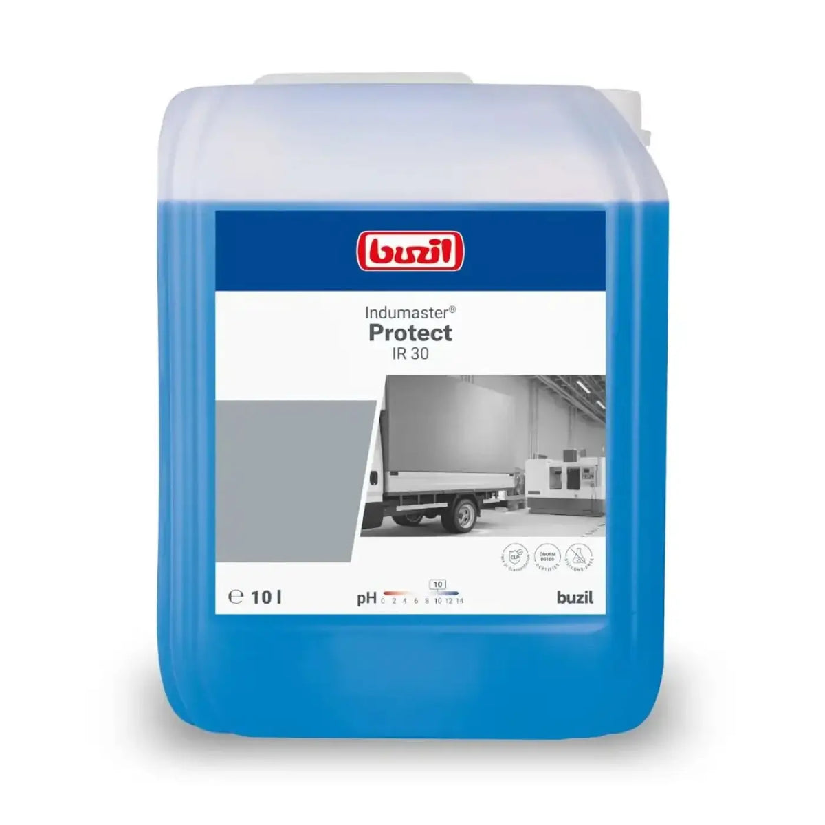 Blauer 10 liter plastikkanister buzil indumaster protect ir30 industriereiniger für maschinenpflege