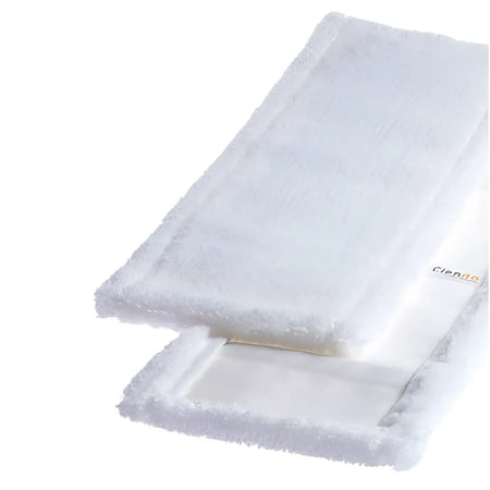 Weiße microfiber mop pads mit weicher plüschtextur und verstärkten kanten für clendo microfasermopp superstar mws