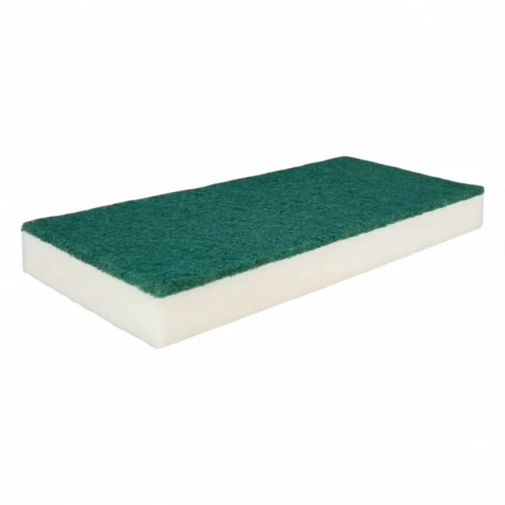 Clendo melamin reinigungshandpad 11x25 cm mit grünem scheuerpad und weißer schaumstoffbasis