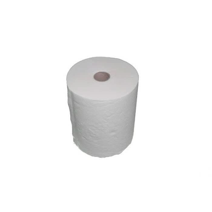 Weißes handtuchrolle 2-lagig mit spezialkern aus zellstoff 21cm mit mittlerem pappekern sichtbar