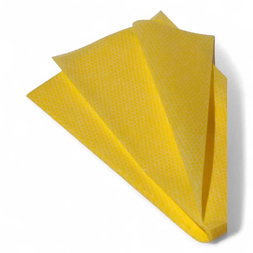 Bright gelbe clendo staubtuch viskose mit struktur in fächerform gefaltet für staubbindung