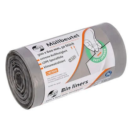 DEISS FIRST PLUS PCR Müllbeutel 30 Liter LDPE grau 34041 – Palette mit 1296 Rollen