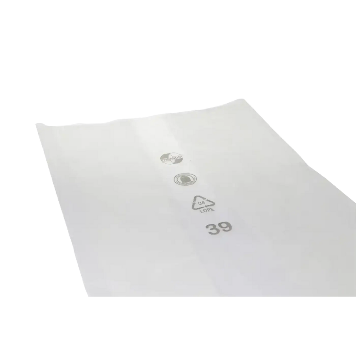 Transparente weiße ldpe müllsäcke mit prägung recycling-symbolen und nummer 39 von deiss premium 200 liter 200 stück