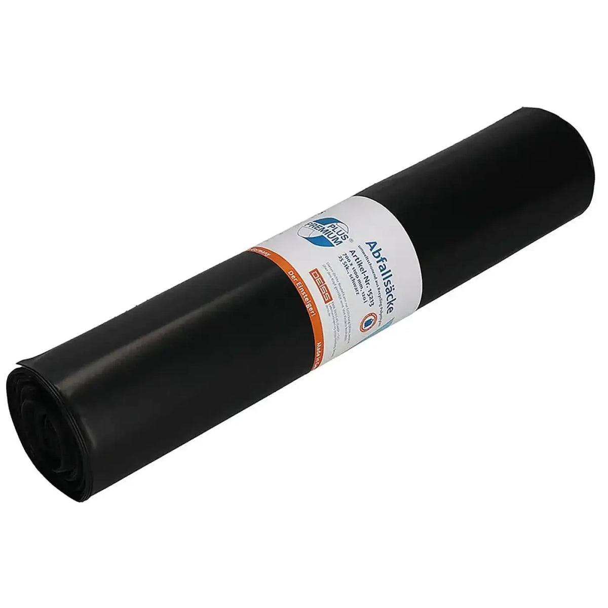 DEISS Premium Plus Müllsäcke 120 Liter Typ 60 Schwarz 15213 – Produktabbildung; Lieferumfang: 10 Rollen