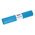 Bright blue roll of deiss standard 120 liter typ 60 trash bags with white label neatly packaged