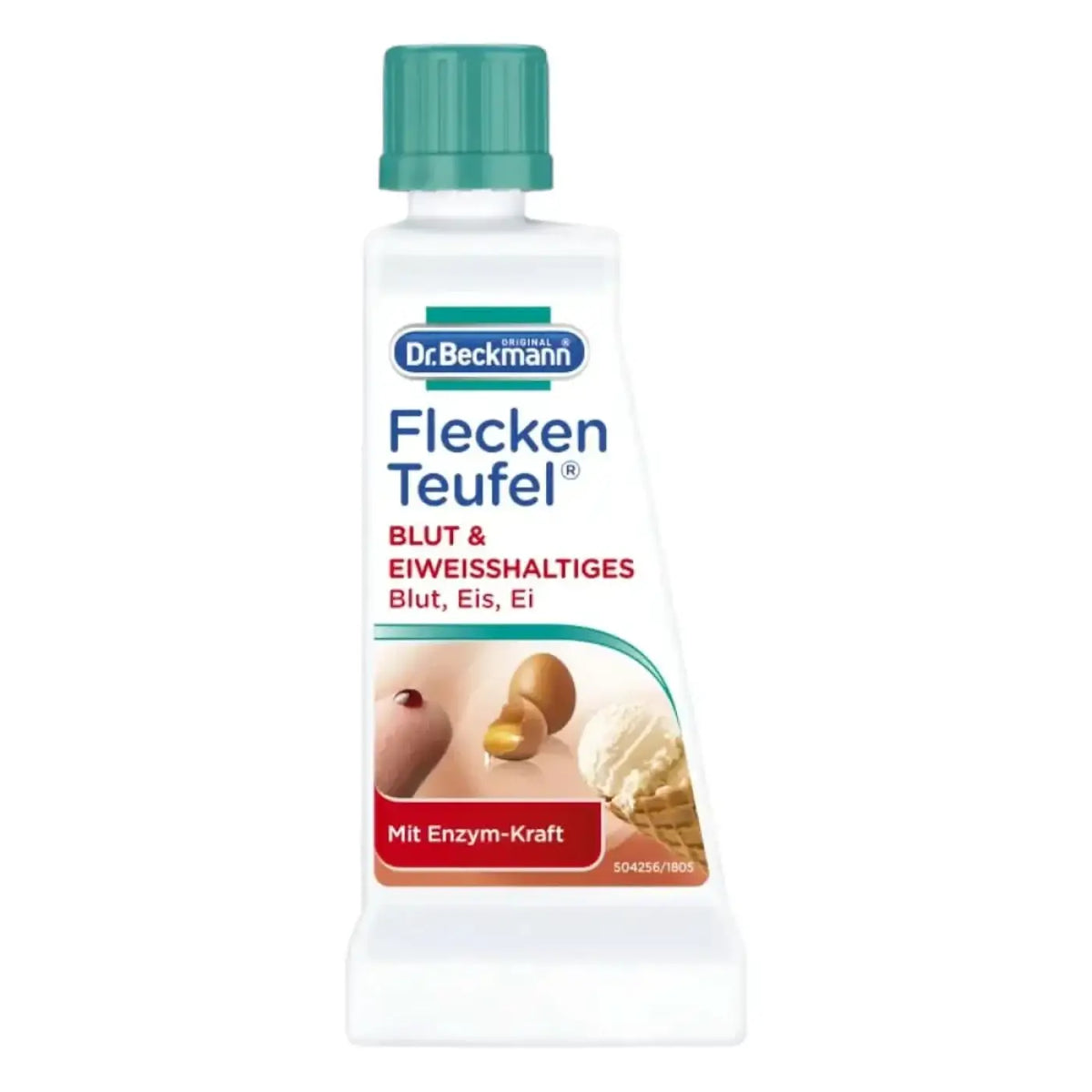 Dr beckmann fleckenteufel blut und eiweishaltiges 50ml reinigungsmittel in weißer flasche mit rotem etikett