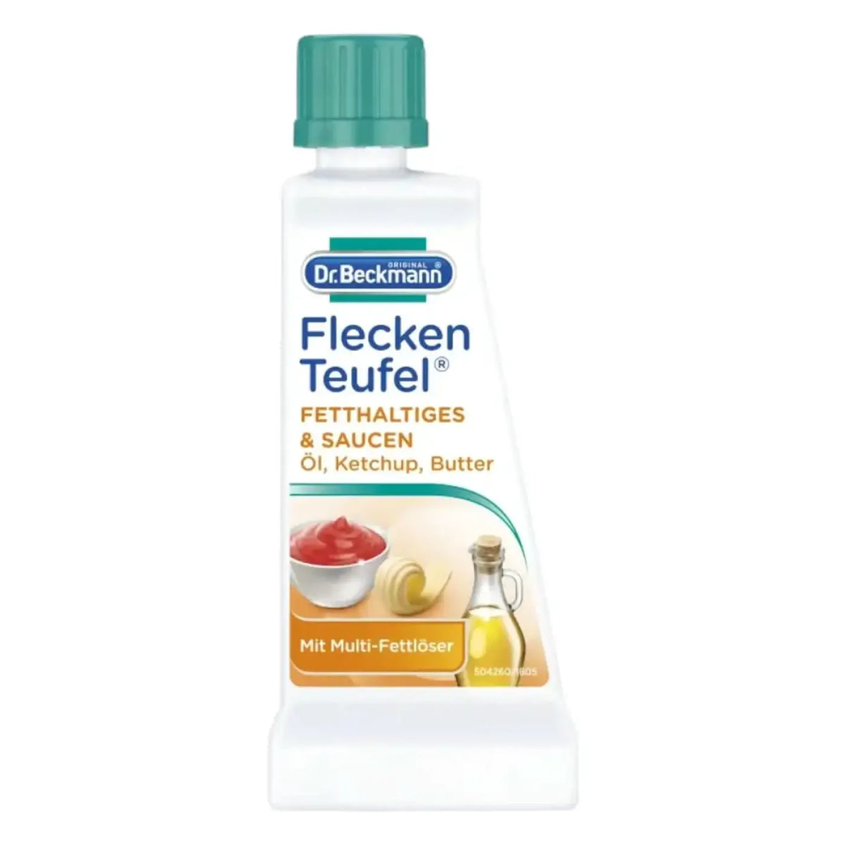 Dr beckmann fleckenteufel fettfleckenentferner 50ml flasche für öl und saucen auf der rückseite
