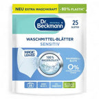 Dr beckmann magic leaves waschmittel blätter sensitiv 25 wl in grüner verpackung für empfindliche wäschestücke