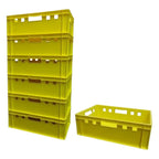 Stapelbox eurobox 60x40x20 cm aus gelbem hdpe mit verstärkten griffen und belüftungsschlitzen