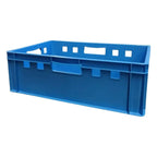 Blauer eurobox stapelbox 60x40x20 cm aus hdpe mit griffen und belüftungsschlitzen aus kunststoff