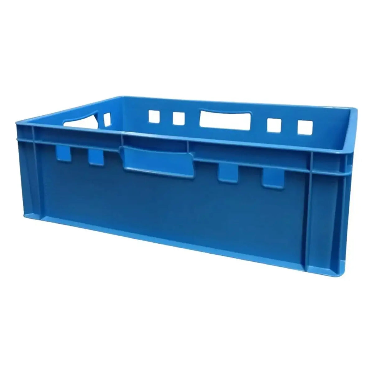 Blauer eurobox stapelbox 60x40x20 cm aus hdpe mit integrierten griffen und lüftungsschlitzen