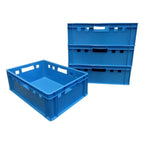 Blaue eurobox stapelbox 60x40x20 cm aus hdpe mit integrierten griffen und verstärkten seiten