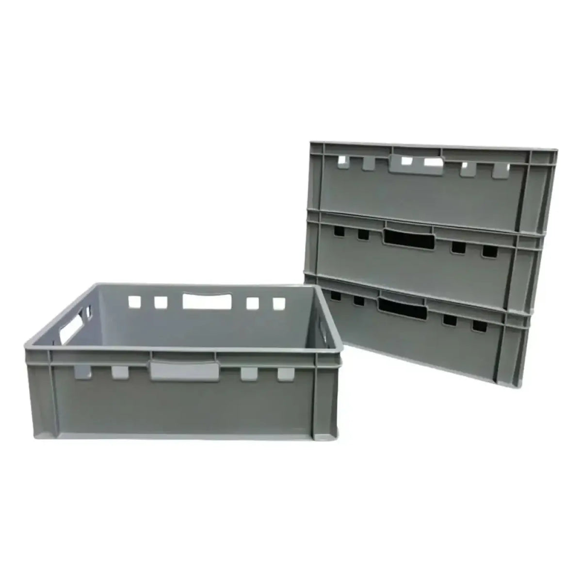 Graue eurobox 60x40x20 cm stapelbox aus hdpe mit verstärkten seiten und integrierten griffen