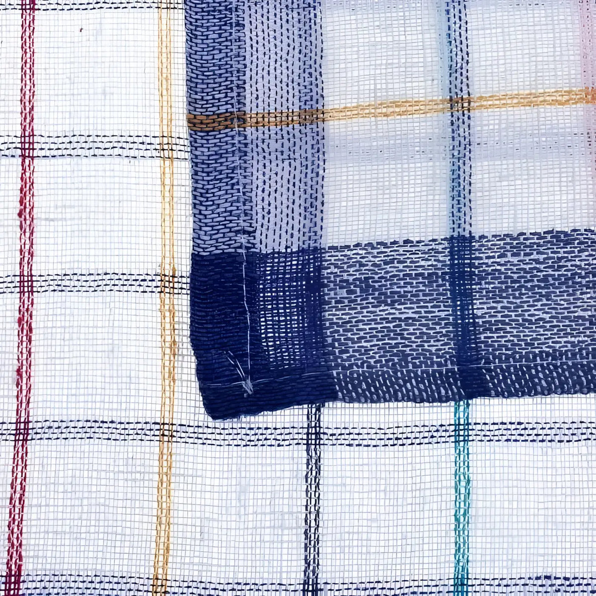 Floorstar geschirrtuch aus baumwolle mit blauem weißem und buntem kariertem gewebtem stoff