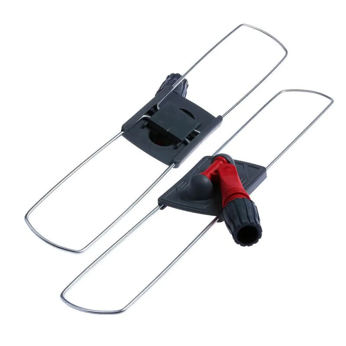 Floorstar halter feuchtwischmopps klappbar mit silbernem metallrahmen, schwarzen kunststoffteilen und rotem sprühgriff