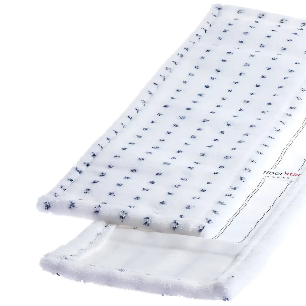 Weißer floorstar microfasermopp dannufil top mit marineblauem floralem muster und verstärkten kanten