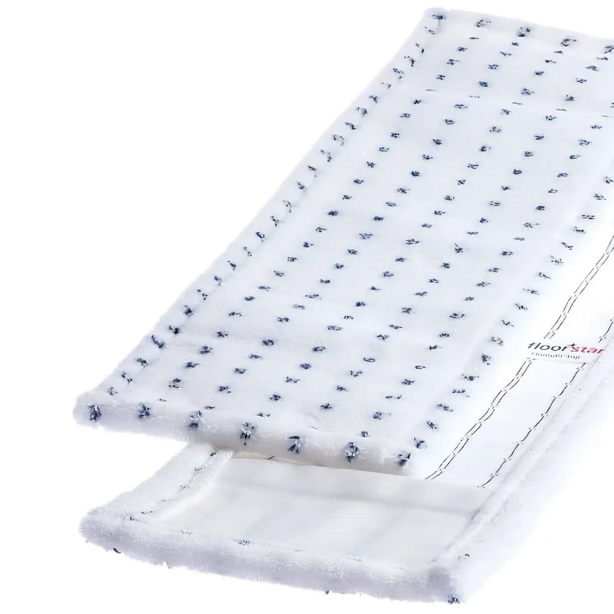 Weißer floorstar microfasermopp dannufil top mit marineblauem floralem muster und verstärkten kanten