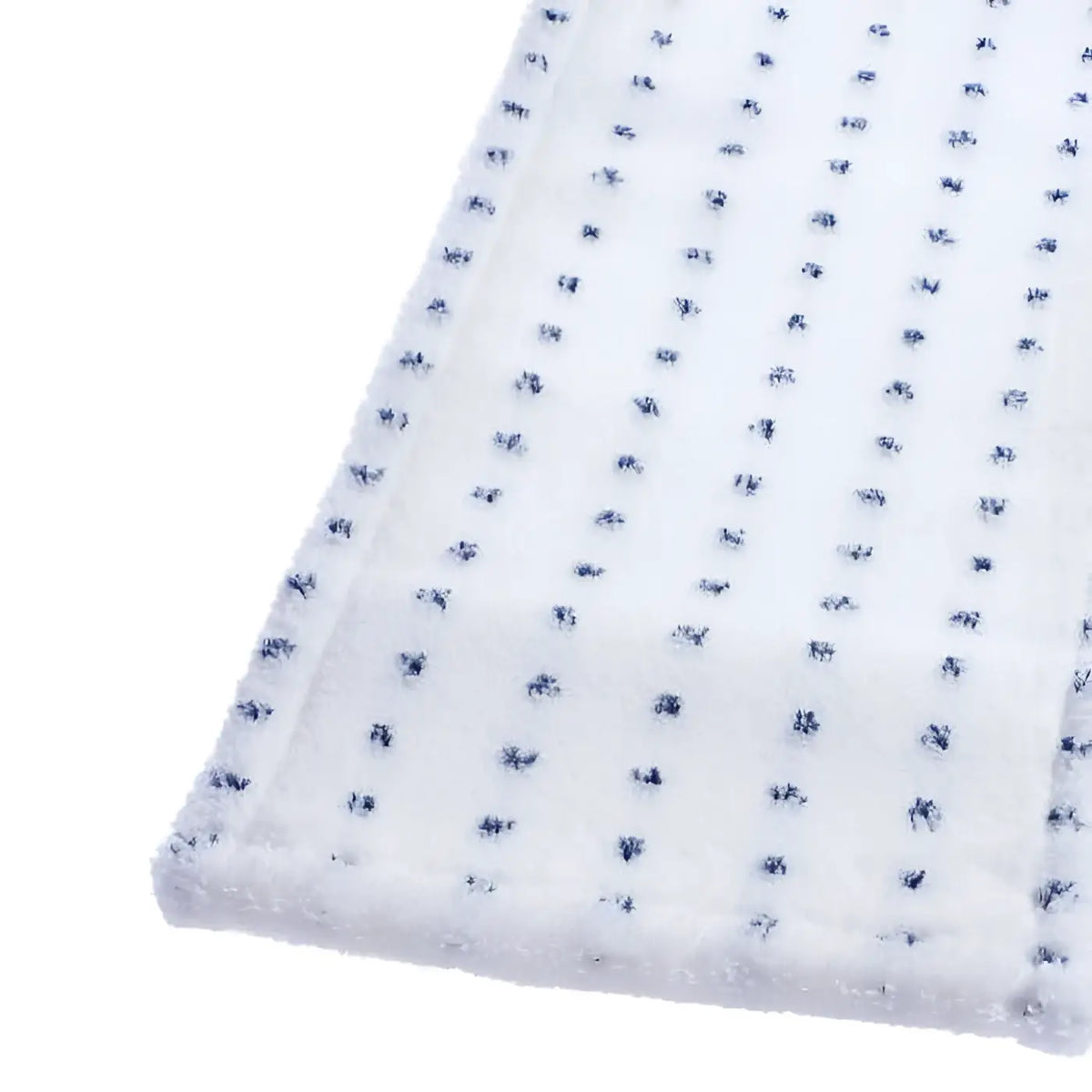 White microfiber cloth with dark blue embroidered dots for floorstar microfasermopp thenufil top cleaning use