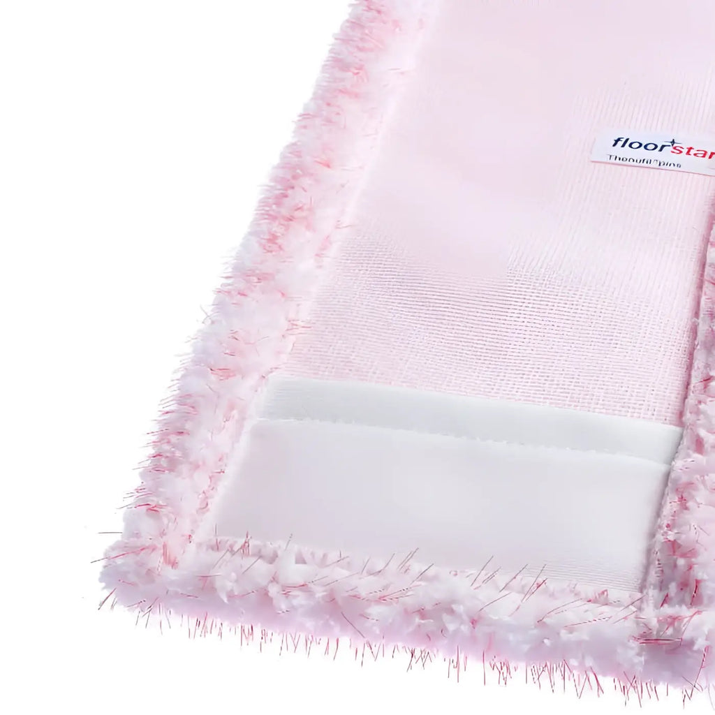 Floorstar premium microfasermopp thenufil pins pinker bodenreinigungsmatte mit pelzigen fransen und weißem elastikband