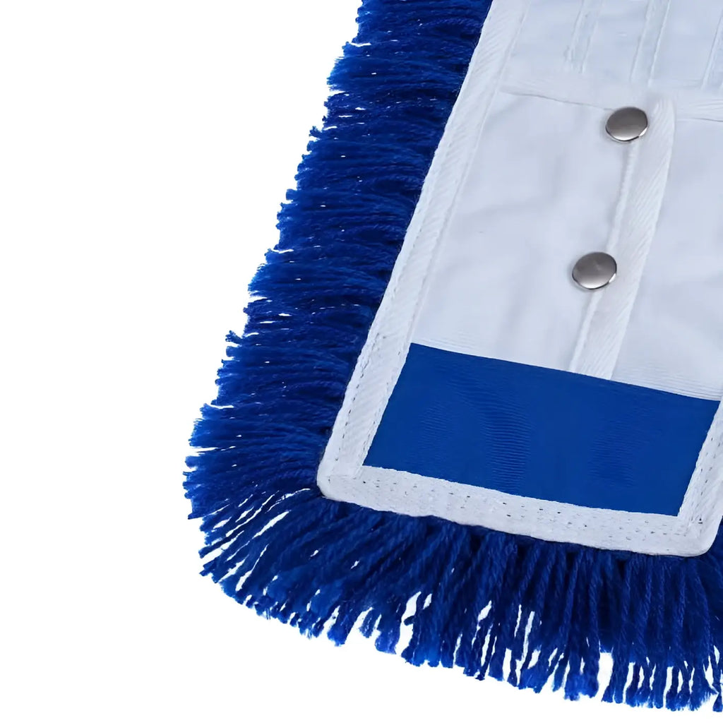 Blue microfiber staubwischmopp acryl mit weißer stoffrückseite und silbernen druckknöpfen von floorstar