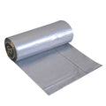 Ein teilentrolltes, glänzendes silbernes hygoclean müllbeutel roll aus hdpe grau 6µ mit glatter, reflektierender oberfläche