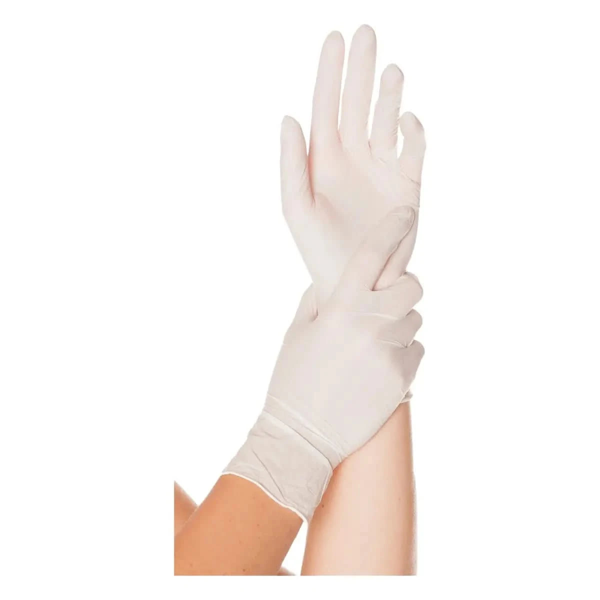 Hände mit Hygonorm "Safe Fit" Nitril-Handschuhe Weiß 100 Stück von Franz Mensch als Hygieneartikel für Reiniger und Reinigung nötig