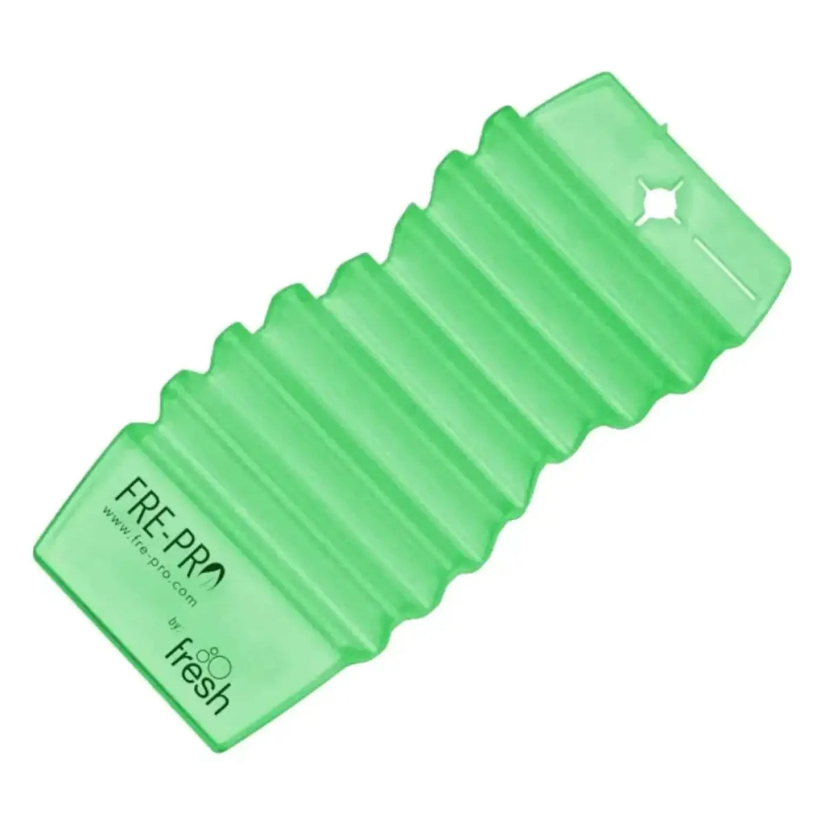 Frepro hang tag raumduft mit limegrünem, transparentem, geripptem silikon-kühlpad und fresh branding