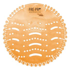 Orange transparente plastik fre-pro fresh toilettenreiniger mit wellenmuster und punkten frepro wave 2.0 urinaleinlage 2 stück