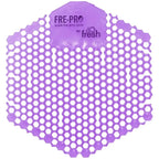 Lila sechseckige fre-pro frische geruchskontrollmatte für die frepro wave 3d urinaleinlage urinalsieb mit duft