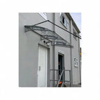Silberne metallmarkise mit dekorativer schmiedearbeit und canofix gravur am gardiner carbon teleskop schwanenhals 90 120 cm