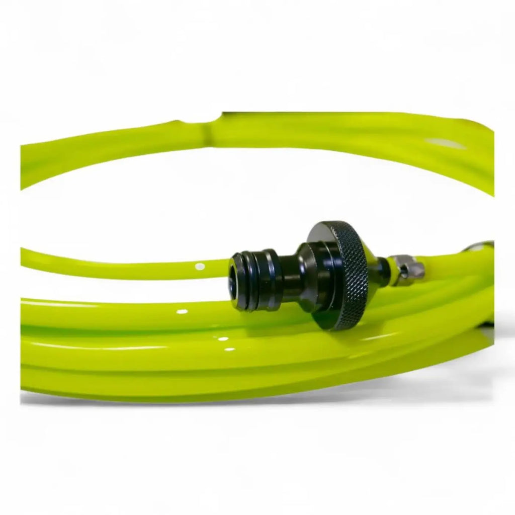 Bright lime grüne flexible schlauch mit schwarzem gewindeadapter und rändelknopf für gardiner clx 22 6,50 meter carbon hybrid teleskopstange