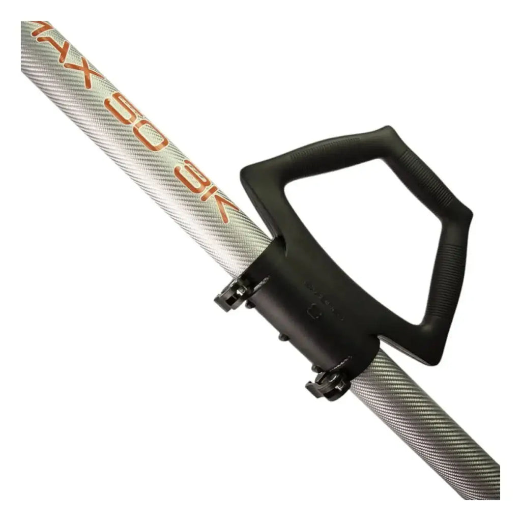 Gardiner haltegriff mit schnellspanner für element 10 silberner metallgriff mit schwarzem ergonomischem griff und oranger schrift