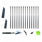 Set aus schwarzen teleskopischen carbon-gardiner modular steckstangen 77 23,47 meter mit bürsten und zubehör für poolreinigung