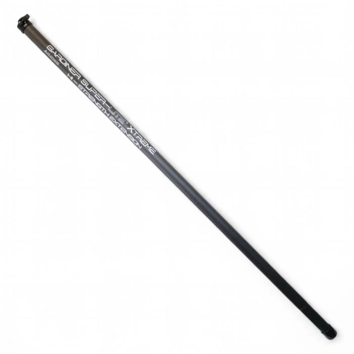 Schwarze carbonfaserverlängerung gardiner standard hd nr 10 mit weißem gardner superlite xtreme branding