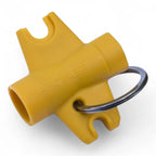 Gelbes kunststoff multi tool gardiner mit metallring für quick release düsen zur einfachen handhabung