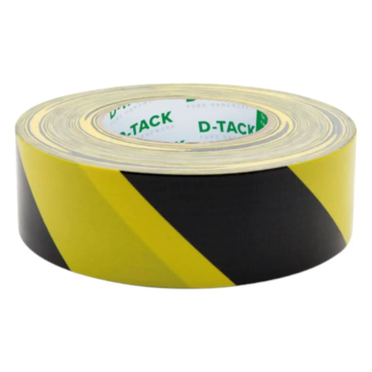 Ein rolle d-tack sicherheitswarnband mit schwarzen und gelben diagonalen streifen gewebeband plus warnband 50mm x 50m