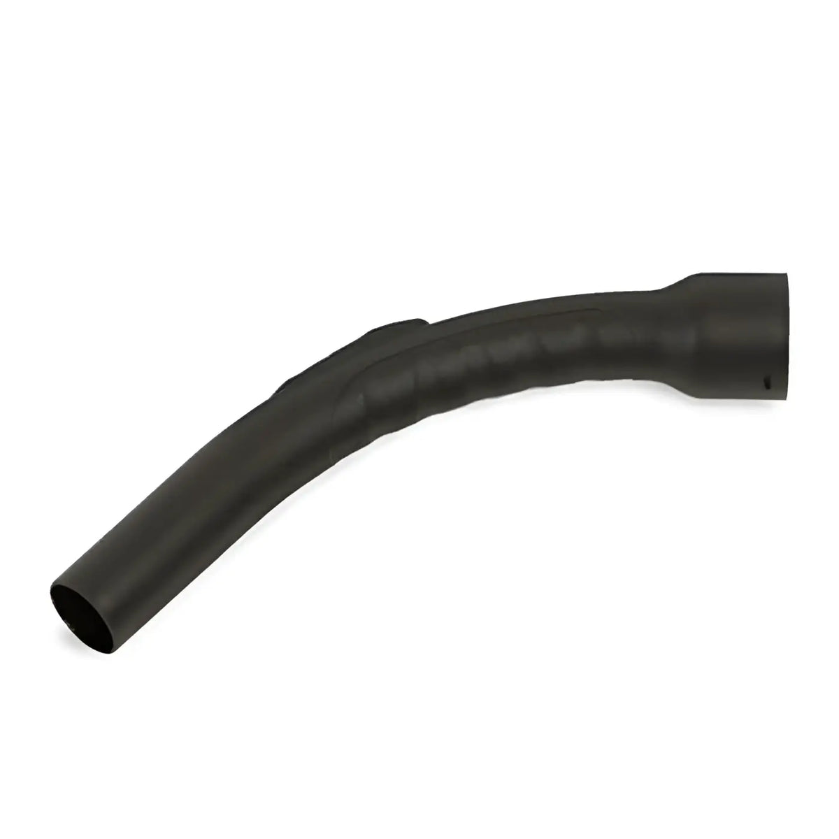 Schwarzer kunststoff handrohrbogen nw 36,65 mm mit 32 mm schwarzem gummischlauch und geriffelter struktur